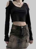 Sio incision slit cropped T-shirt