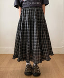 Sarin Check Frill Banding Long Skirt