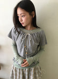 Simolin Shirring Strap Short Sleeve Tee
