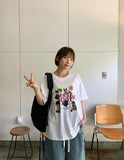 Kyosun Cat Print Over Short Sleeve Tee