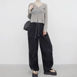Miffne String Pintuck Line Pants