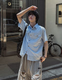 Clean Stripe Two Pocket Short Sleeve Shirt
