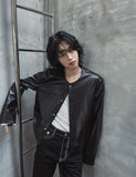 Lidore Metal Button Leather Jacket