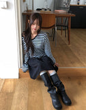 Soy Striped V-Neck Knit