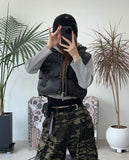 Tinen dart cropped hooded zip-up