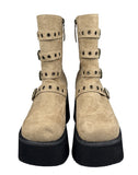 Buckle Platform Sole Suede Boots
