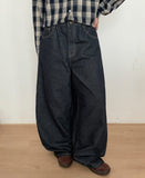 Pellet Stitch Cut Raw Denim Wide Pants