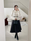 Radiant Banding Quilted Padding Long Skirt