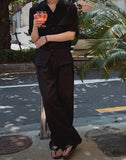 Summer Cooling Linen Half Banding Slacks
