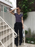 Padded Slav puff sleeve short-sleeved hooded T-shirt
