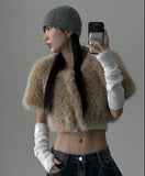 Fox short sleeve fur jacket