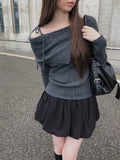 Haev String Ribbon Off-Shoulder Rib Knit