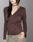 [Muffler set] Hicker tie strap muffler wrap button long sleeve T-shirt