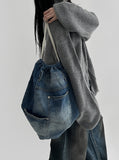 Rivered Denim Backpack
