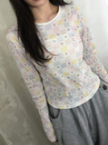 Hideni Flower Patchwork Punching T-shirt