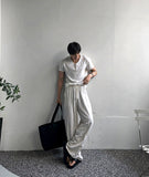Ice Tencel V-neck Short Sleeve Knit