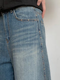 Dinte Stud Washing Balloon Wide Denim Pants