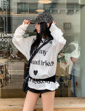 Week Heart Lettering Waffle Sweatshirt