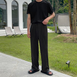 Sling deep tuck wide slacks