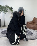 Snow fur brushed hood zip-up