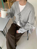 Koue Crop Ribbon Cardigan