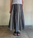 Rehues Vintage Seersucker Check Banding Long Skirt