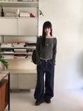 Kinon Back Bijou Point Wide Cotton Pants