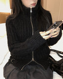 [MADE] Yura Two-Way High Neck Knit Zip-Up