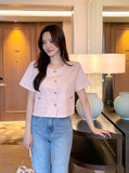 Meble Round Short Sleeve Tweed Jacket