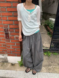 Ibe Balloon Wide Cut Nylon Banding Pants
