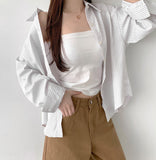 Striped loose fit long sleeve shirt
