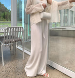 Tight Pleats Slim Semi-Wide Straight Banding Pants