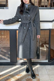 Levea Double High Neck Long Coat (Belt Set)