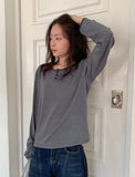 [BAONHAUS] Felts Stripe Henley Neck Long Sleeve Tee