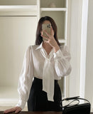 [Tie set] Majella Puff Shirring Blouse