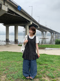 Inne Stripe Banding Wide Linen Pants
