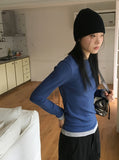 Arts Color Matching Layered All-in-one Crop Long Sleeve T-Shirt