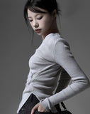 Flynn V-neck button knit