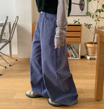 Ukon button color wide pants