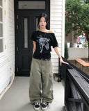 Nity Horse Printed One-Shoulder Short Sleeve