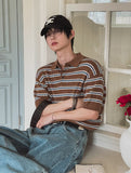 Bern Striped Collared Short Sleeve Knit