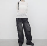 (Unisex) Patchier Back Silt Denim Pants