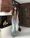 As Vintage Cut-out Wide Denim Pants