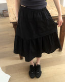 Mire cut tiered midi skirt