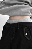 Band-layered low denim pants