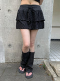 Mury Dot Frill Tiered Banding Mini Skirt