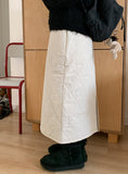 Longmi banding quilted long skirt