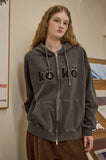 [2-WAY] KOKO Applique Pigment Hooded Zip-Up