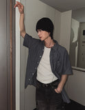 Elu stripe linen short sleeves shirt