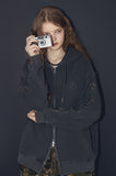 [2-WAY] Chima Sleeve Pigment Hood Zip-up